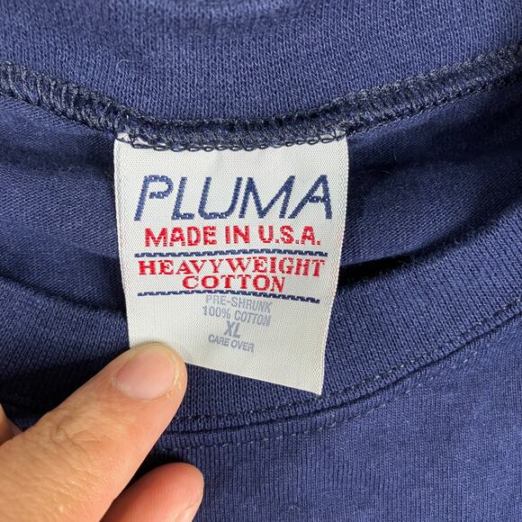 Pluma T-Shirt Mens XL Navy Heavyweight Cotton Solid Blank Vintage Tee - Picture 2 of 6
